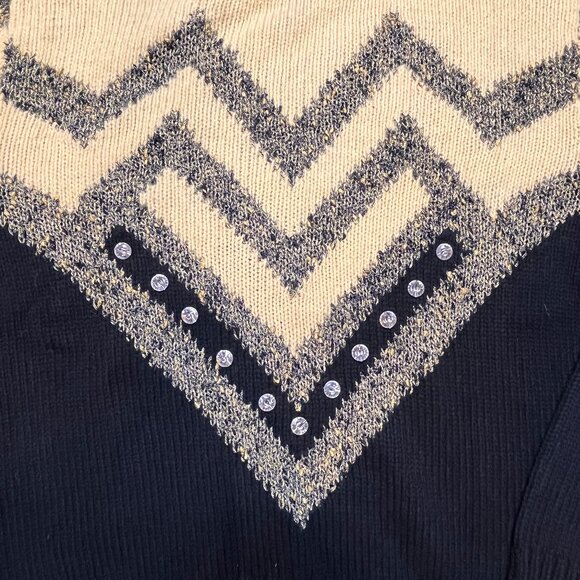 VTG FlatTop Y2K 80s Rhinestone Sweater XS Sixteen Candles 90s Black Angora Blend - Picture 3 of 9